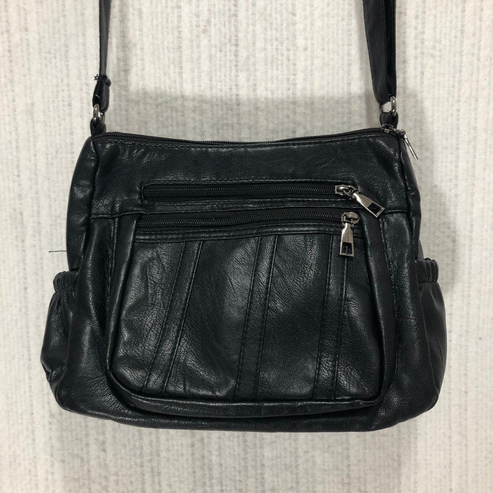 ELDA Faux Leather‎ Crossbody Purse Shoulder Bag with Multiple Zipper Pockets